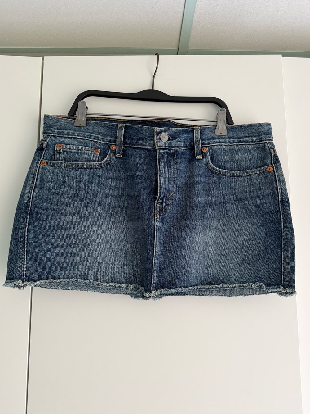 Levi's Distressed Indigo Denim Mini Skirt